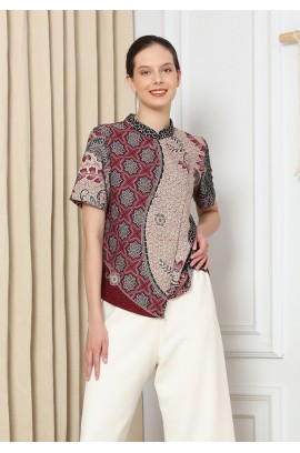 Lyne Halim Blouse Batik Dobby Janggan– Atasan Wanita Formal Modern, BLO-3430